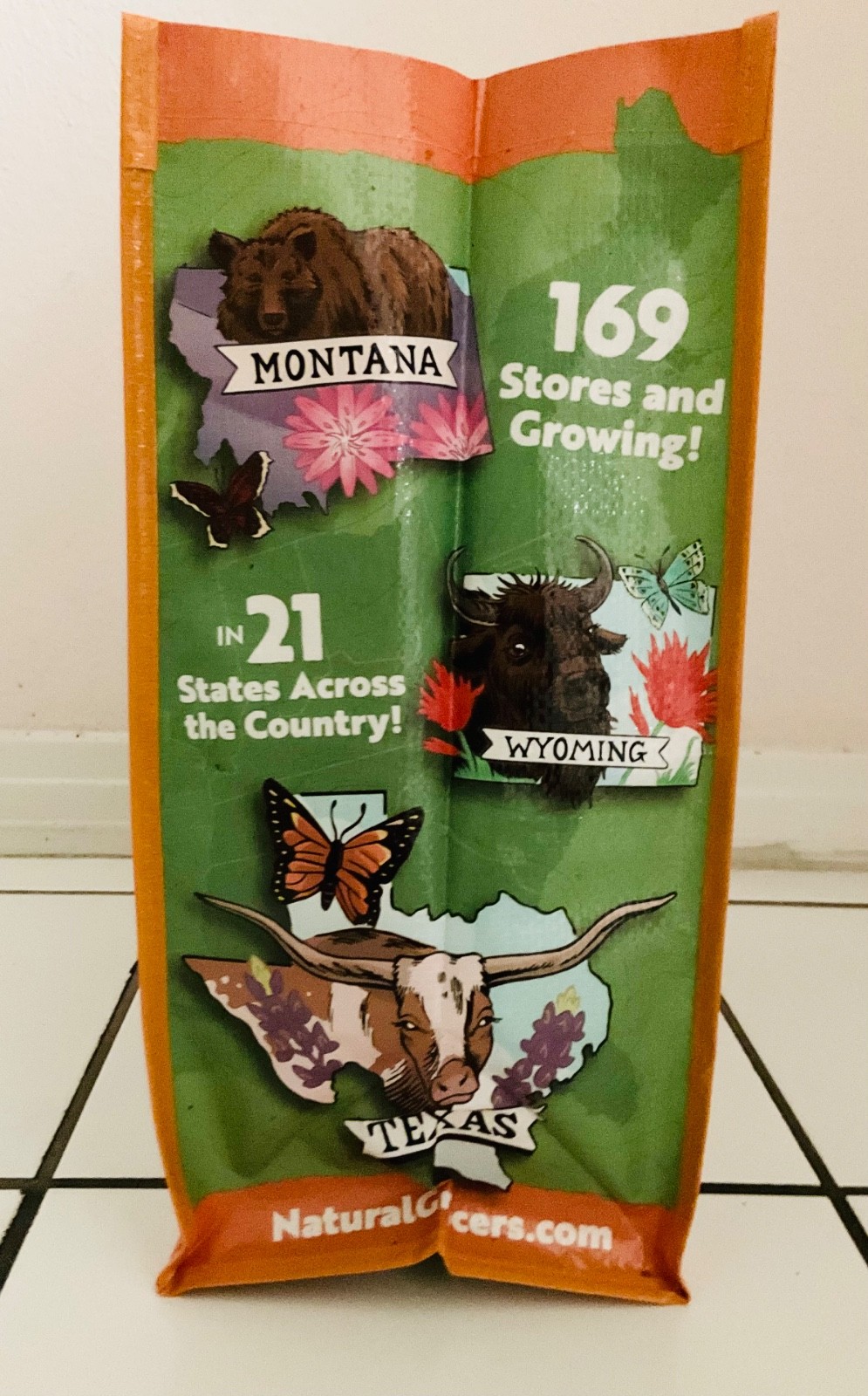 NWOT Natural Grocers Bag Reusable Shopping Tote Heavy Duty Holds 50lbs 21 States