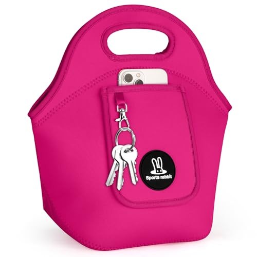 Small Neoprene Lunch Bags for Women & Adults – Insulated Reusable Rose Red
