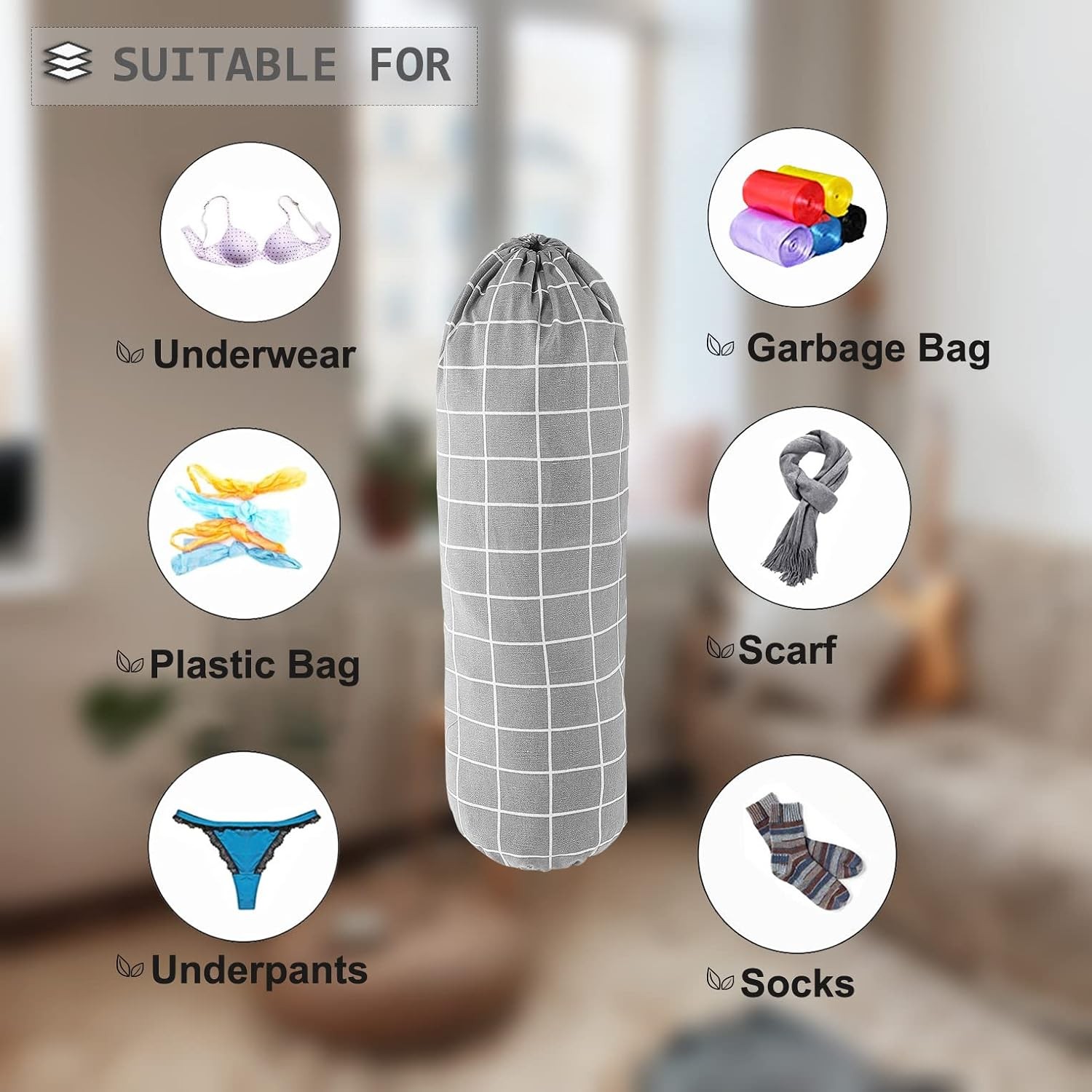 Plastic Bag Holder, Wall Mount Organizer, Shopping Bags Carrier, Washable Large