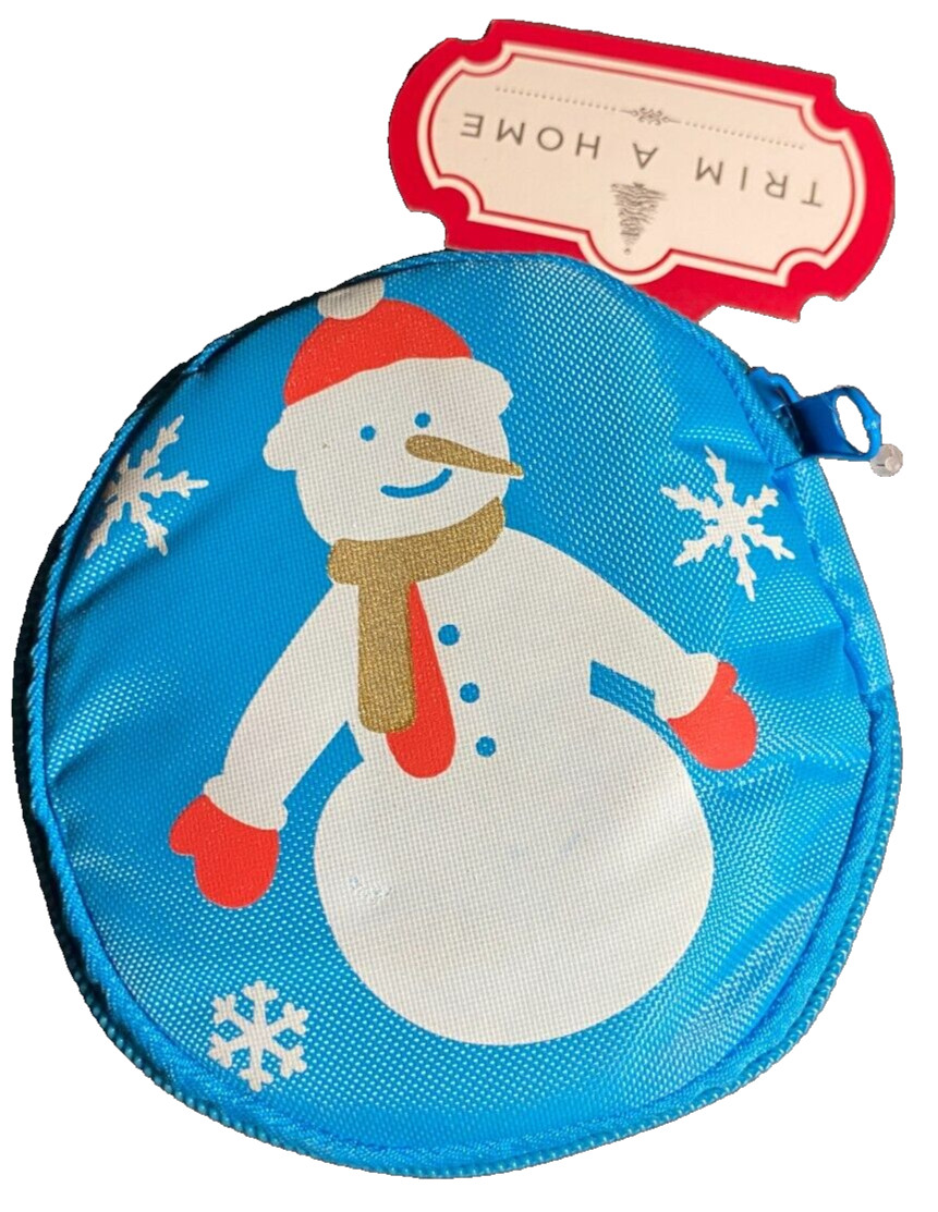 Christmas Round Wallet Zippered Reusable Bag~Snowman Kids~Blue Case~Red Bag