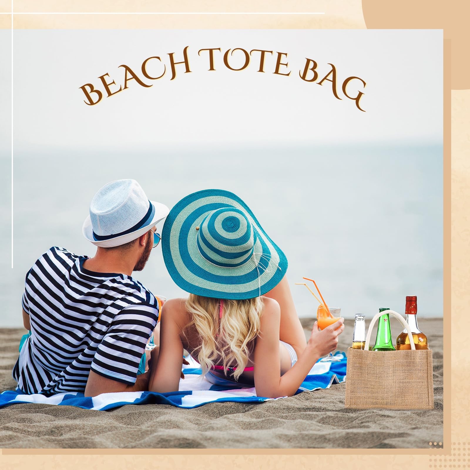 24 Pcs Burlap Tote Bag Mini Jute Reusable Waterproof Bag with Handles Small B…