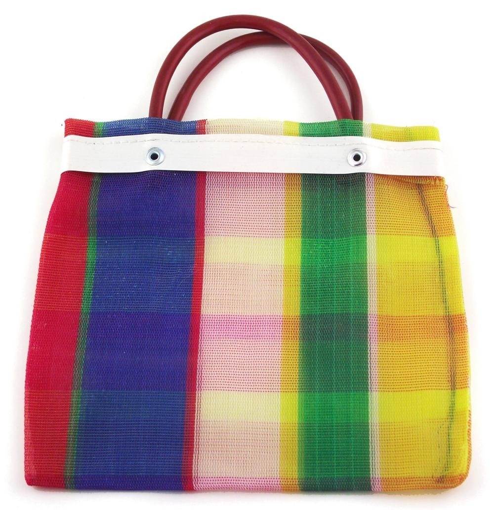 24 Pcs Small Mexican Tote Mercado Bags 7.5 inch by 7.5 inch, Assorted Colors …