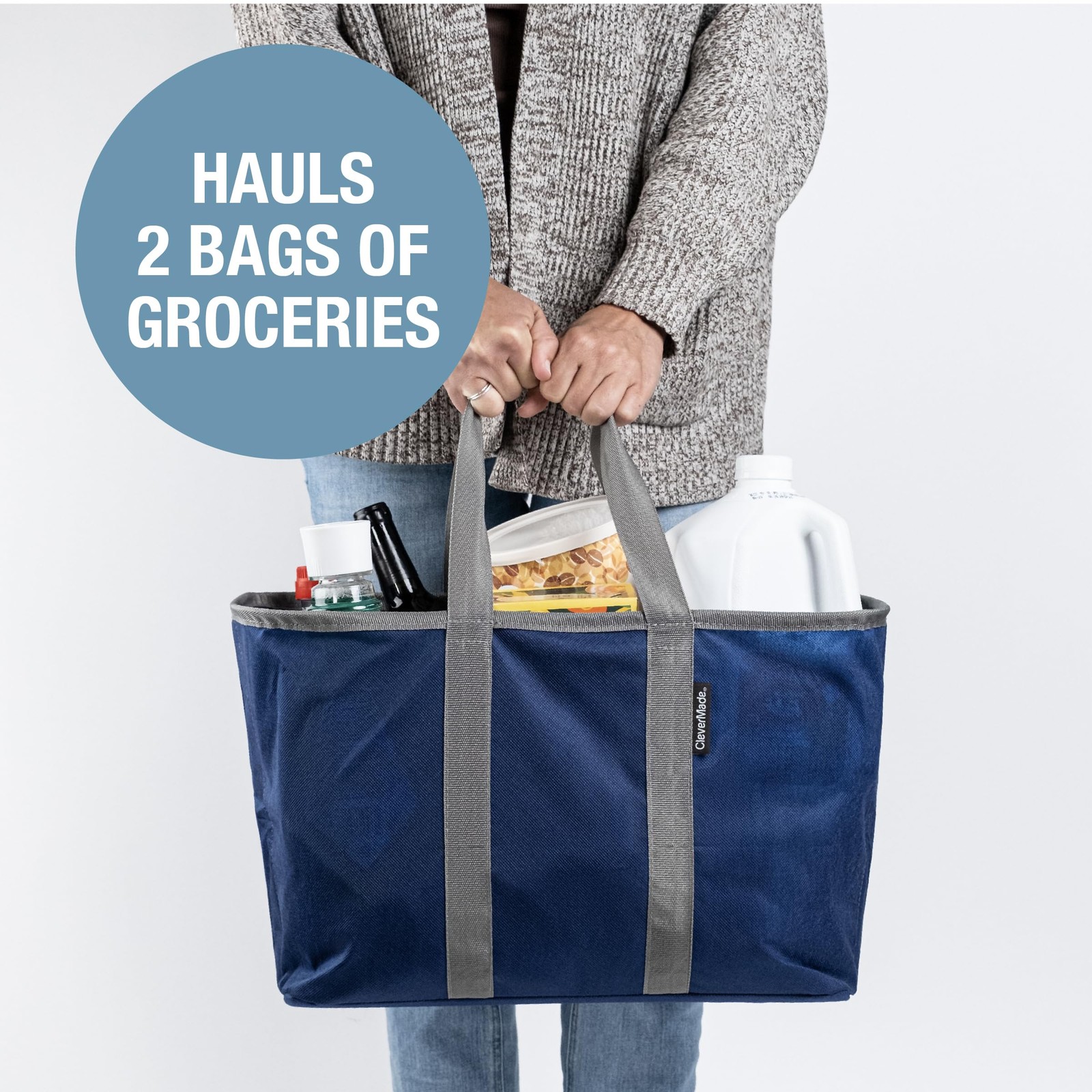 EcoBasket 30L Collapsible Tote Basket Reusable Grocery Foldable Utility Blue