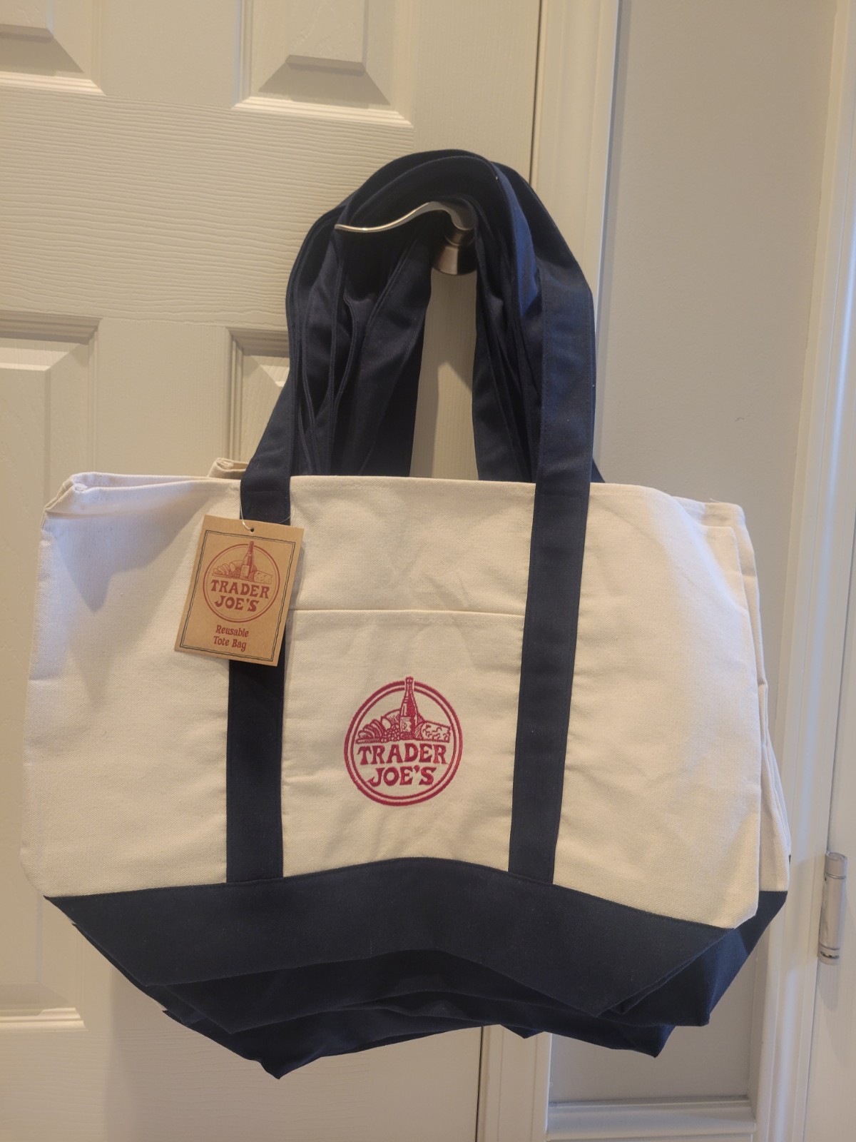Trader Joe’s Canvas Tote Shopping Bag – LARGE CLASSIC NAVY BLUE