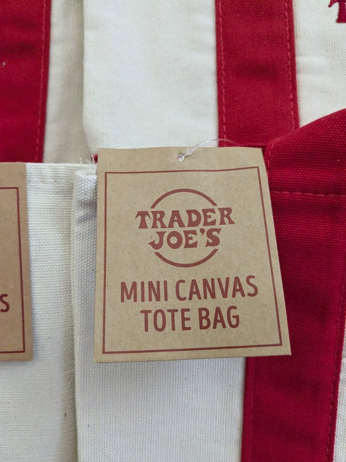 Nwt Lot To 4 Trader Joe’s Mini Red Canvas Tote Bags Limited Edition Brand New