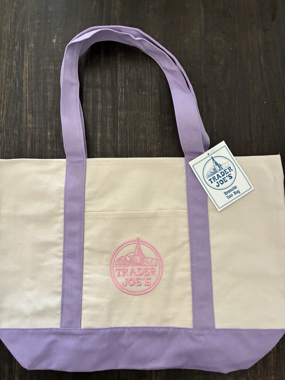 Trader Joe’s Canvas Large Purple Shopping Bag Limited Tote Lavender FREE Ship!