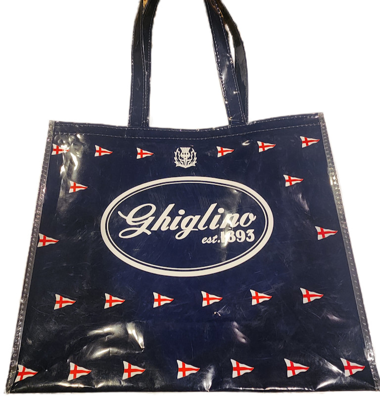 Ghiglino 1893 Italy Recycle Navy Shopping Tote Reusable Bag Genova 16×13.5×5.5
