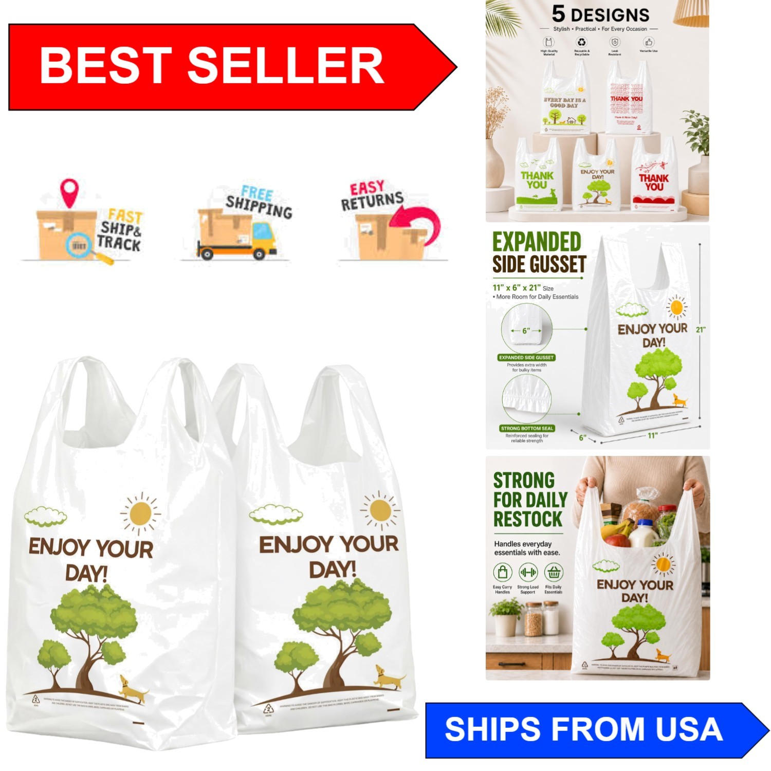 White T-Shirt Shopping Bags 11x6x21 – 150PCS, Versatile for All Retail Needs