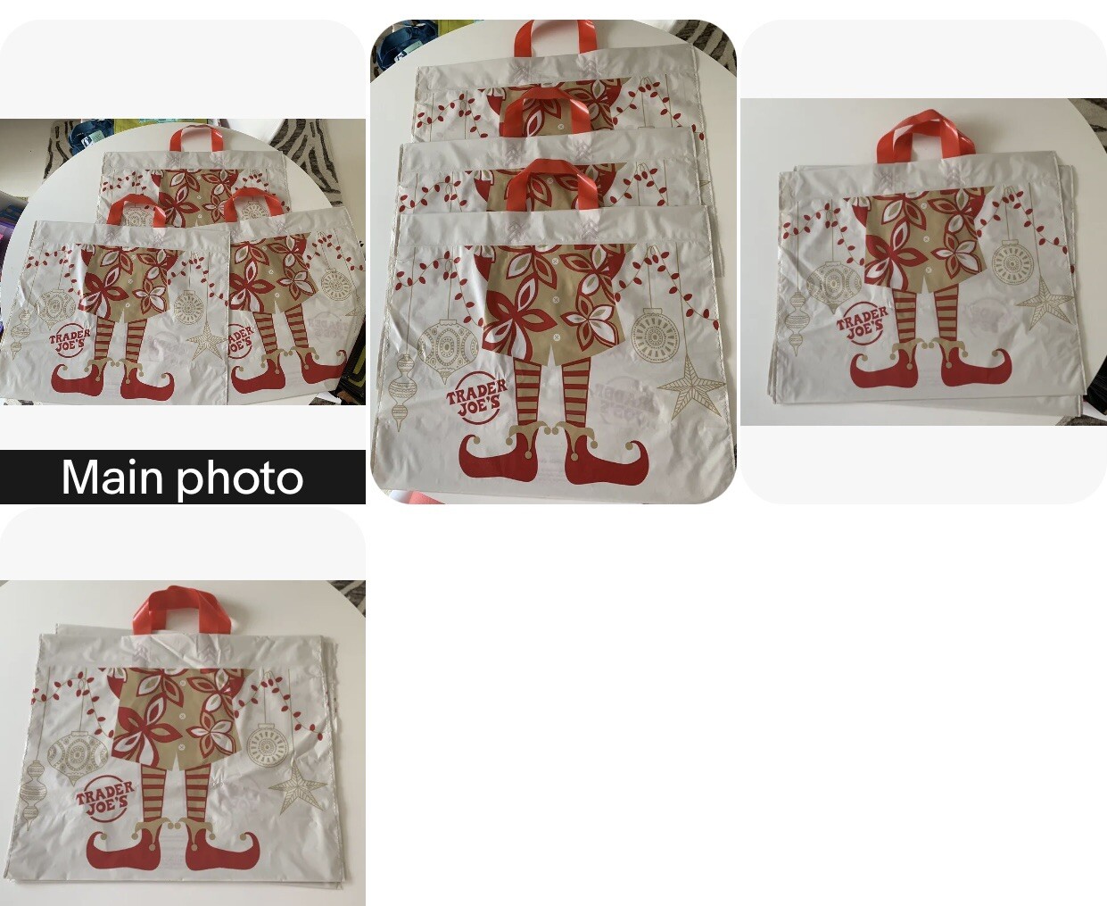3 Trader Joe’s Elf Christmas shopping bags New Reusable Discontinued🎄🛍