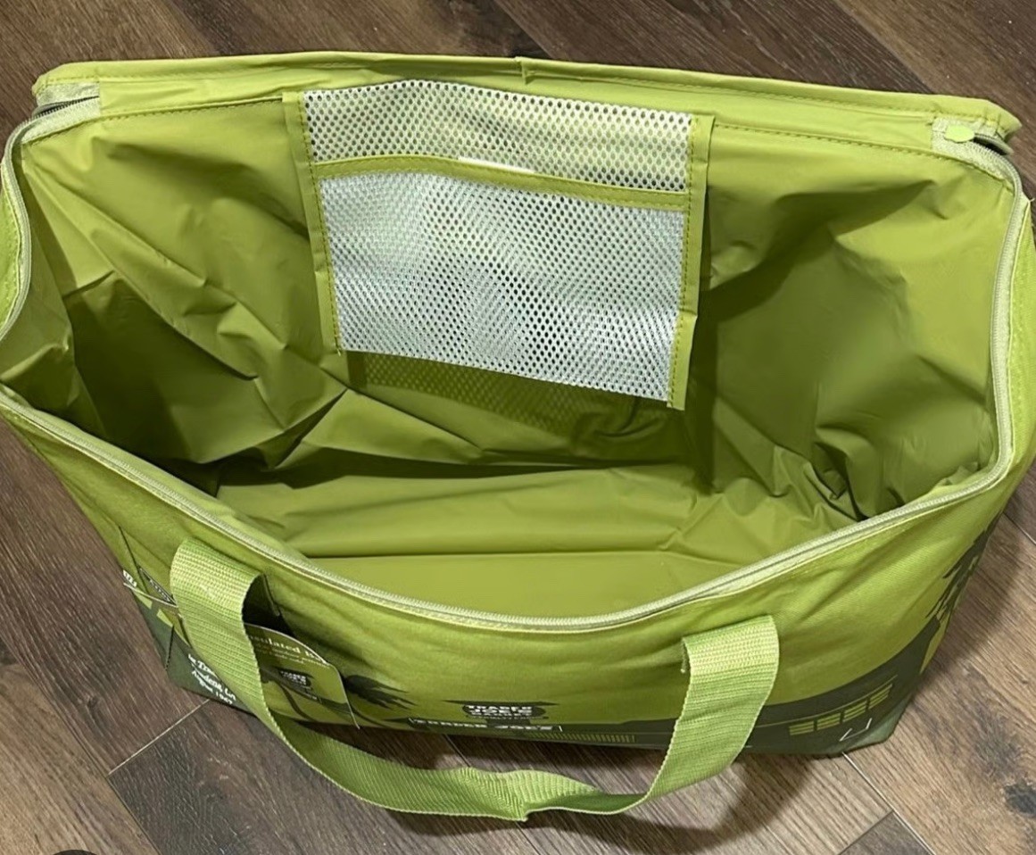 Trader Joe’s 8 Gallons Reusable Bag Cooler Large Insulated Tote Olive Green New