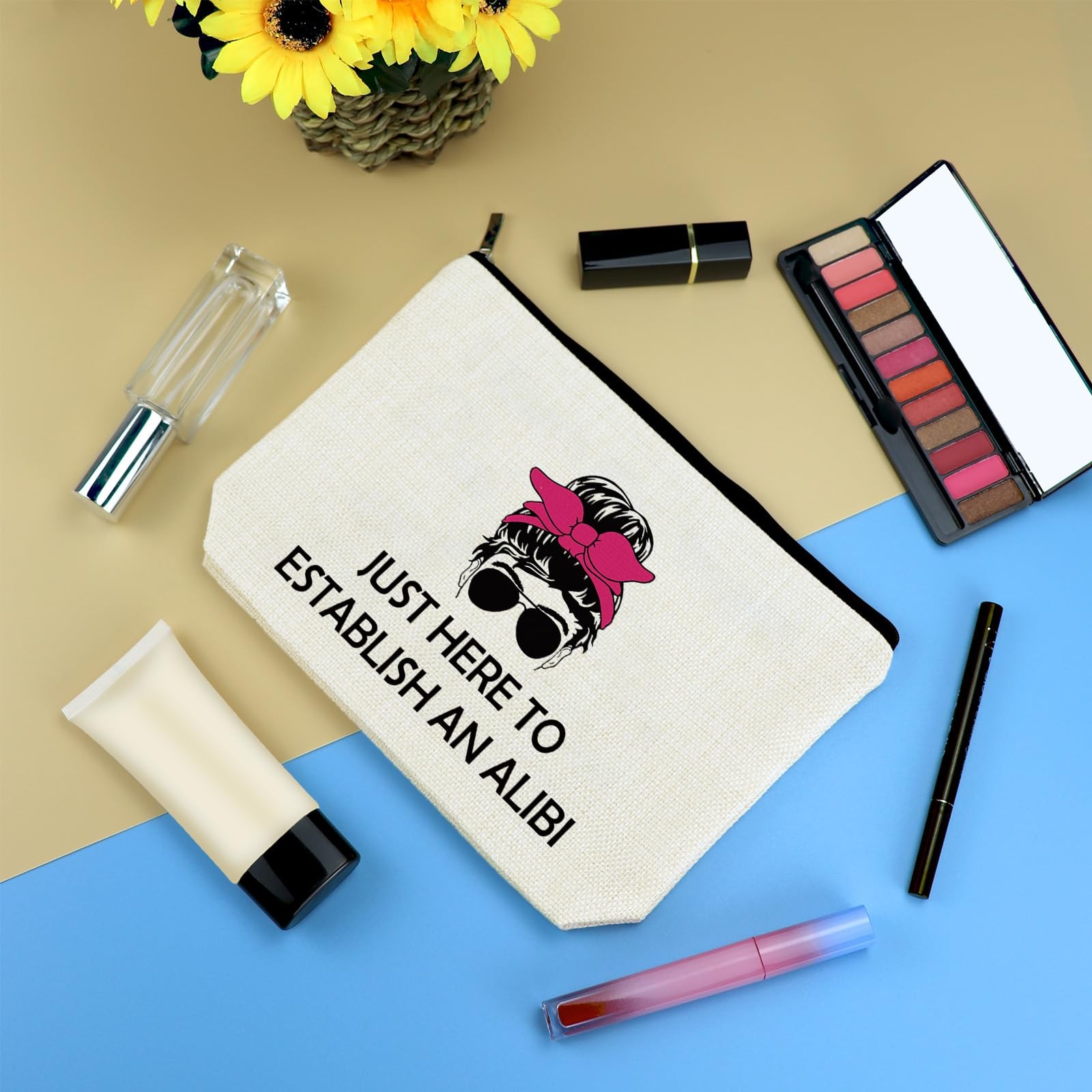 True Crime Gift for Girls Women Makeup Bag Lover Gifts beige