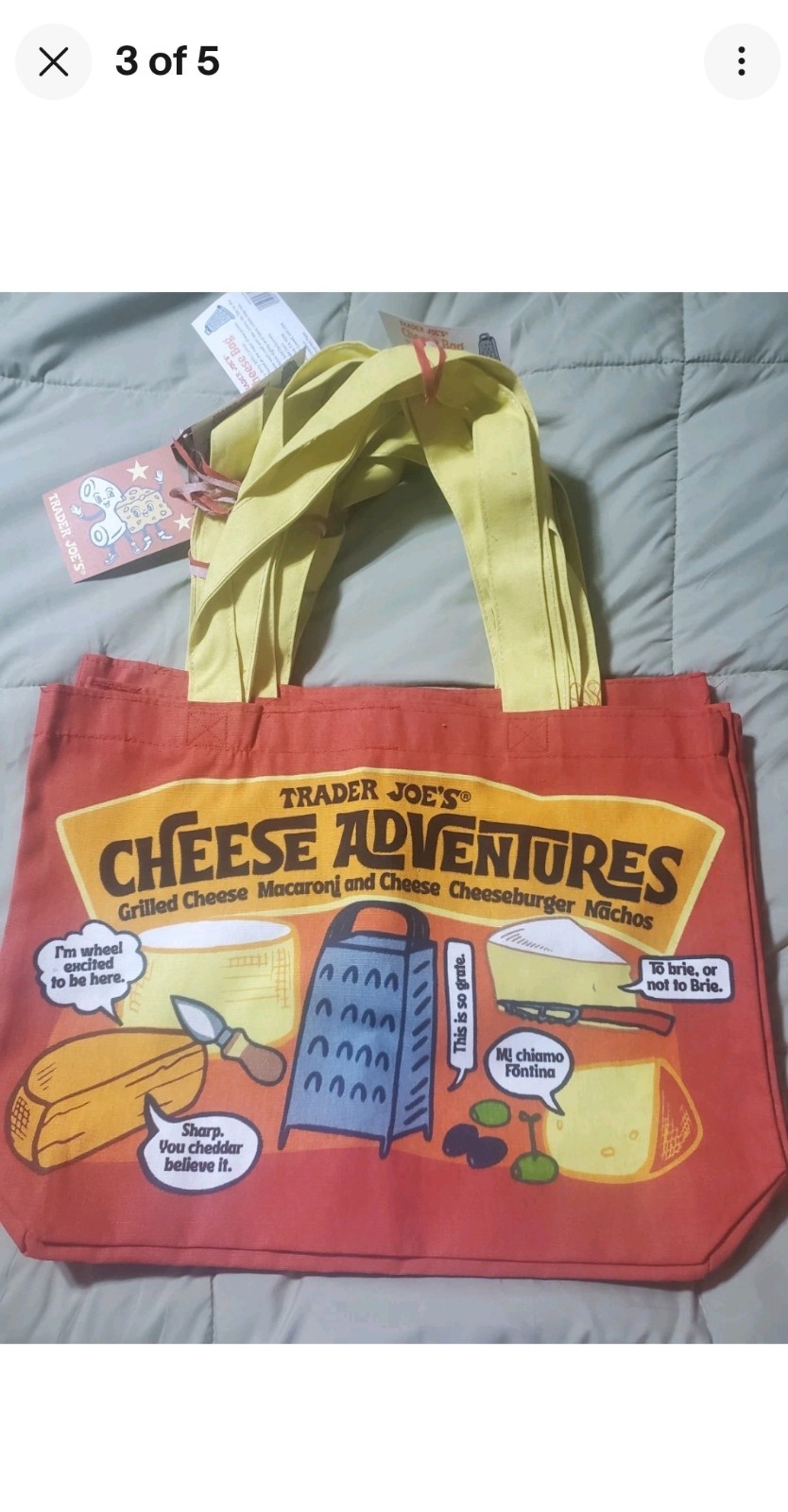Limited EDITION, Trader Joe’s Cheese Adventure Tote Bag