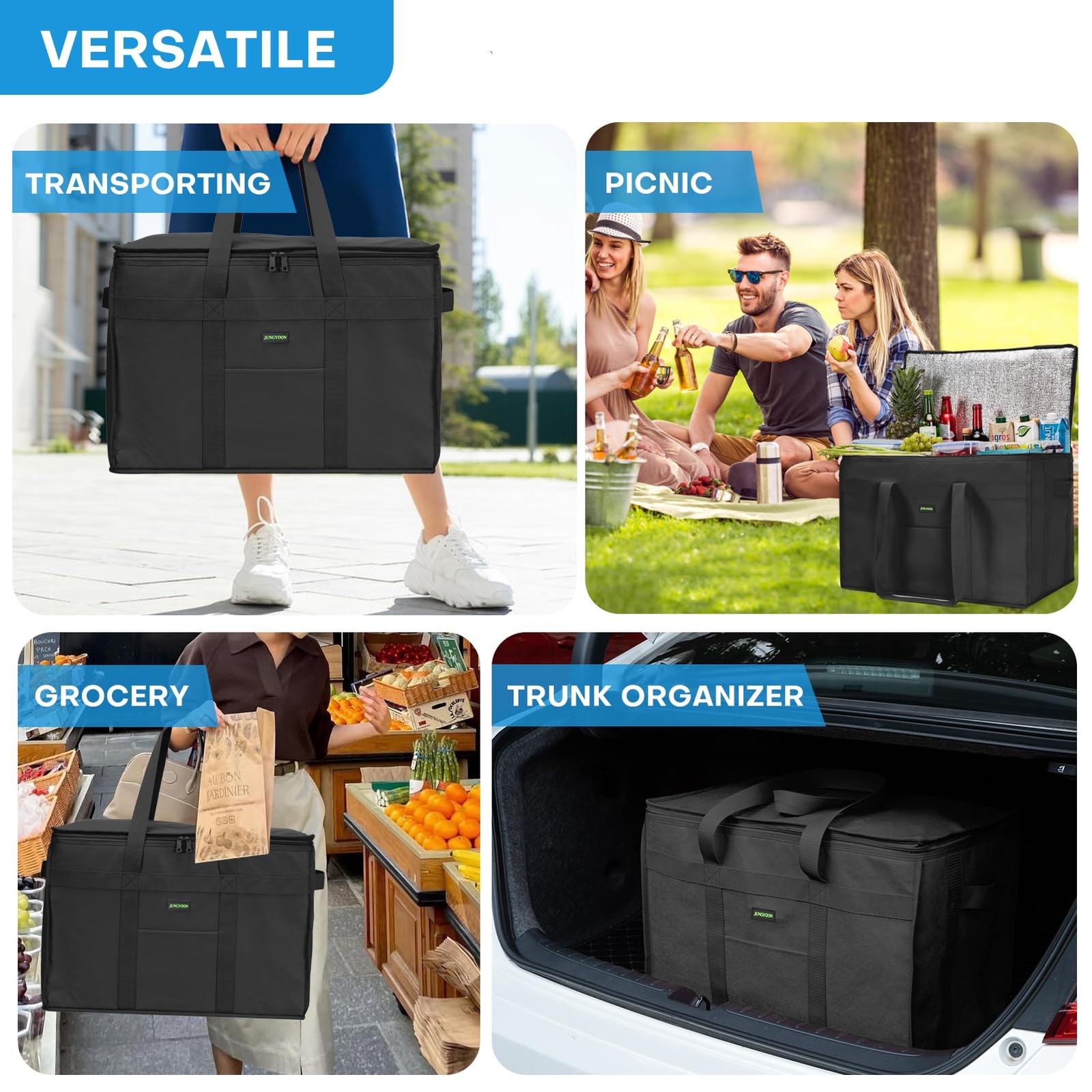 Heavy-Duty Insulated Grocery Bags Insulated Bag-Collapsible Cooler Bag with …