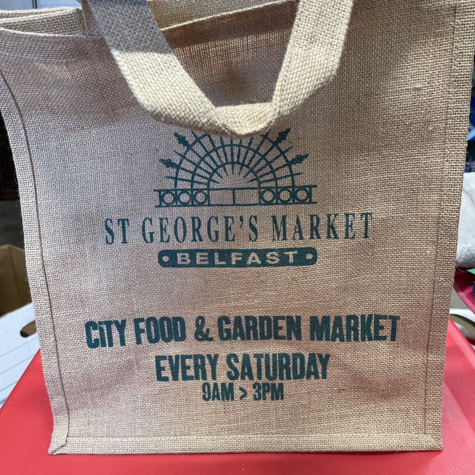St. George’s Market Belfast, United Kingdom, Market Bag Jute Reusable Tote