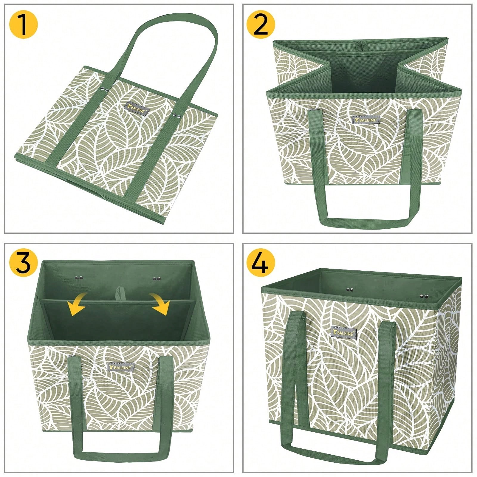 3Pcs Foldable Shopping Bags Reusable Grocery Tote Bags Large Capacity