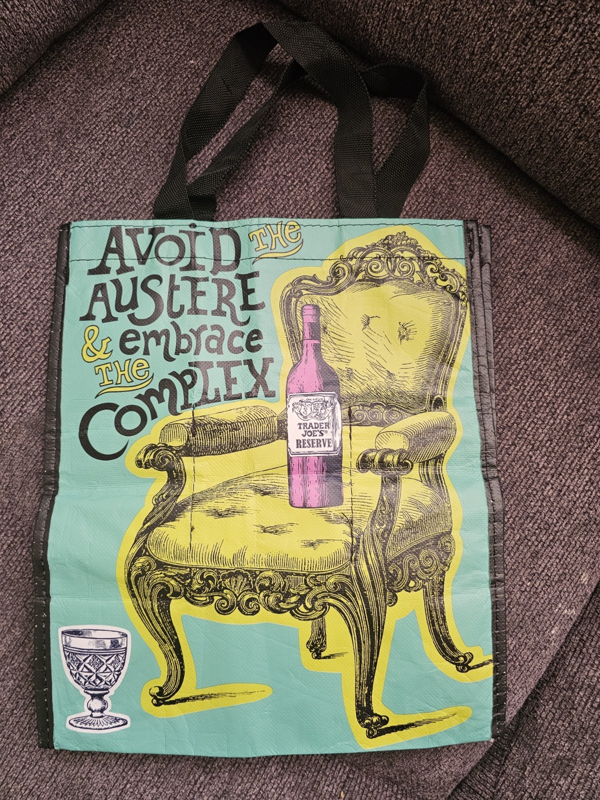Trader Joe’s Reusable Tote Bag, Graphic Print “Creamy & Buttery” 13 x 6 in
