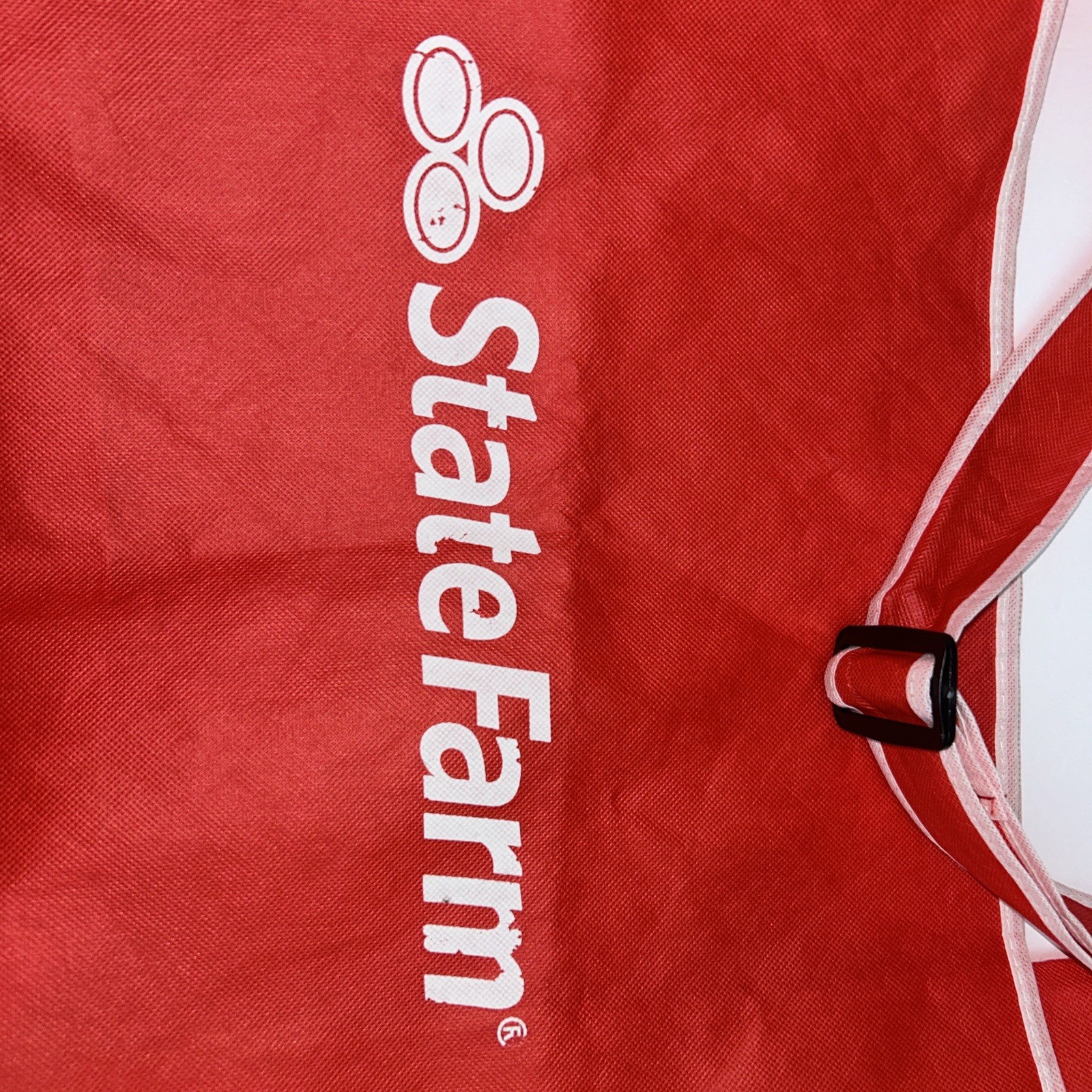 State Farm Tote Book Grocery Bag, White and Red Adjustable Strap