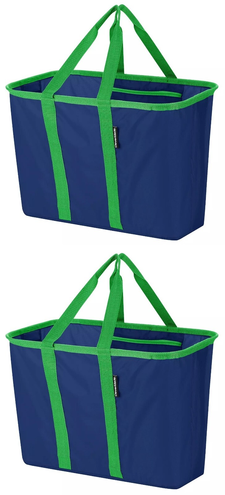 [2 Pack] CleverMade SnapBasket X-Large 40L 10.5Gal Collapsible Shopping Tote XL