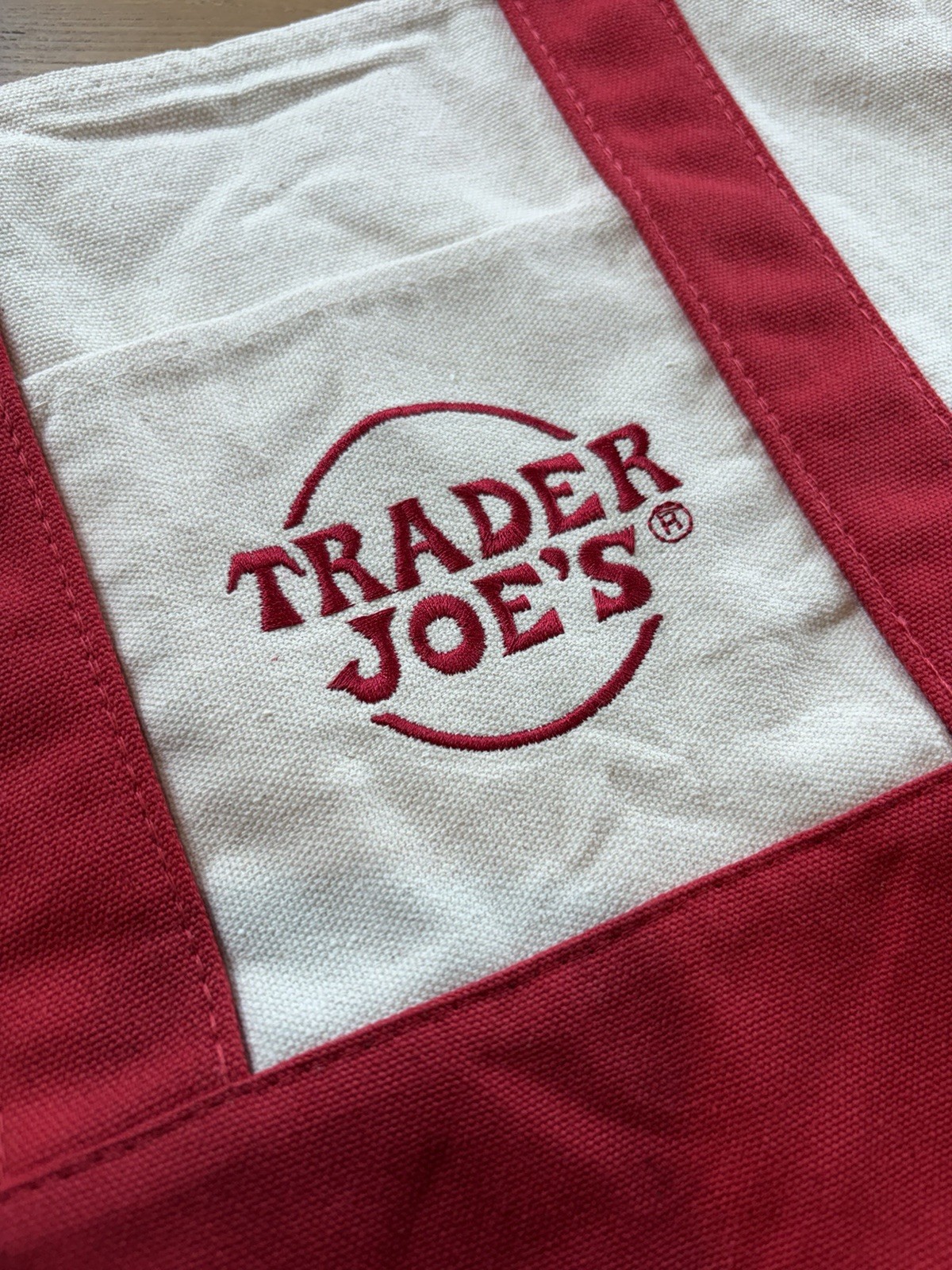 Exclusive Trader Joe’s Mini Canvas Tote Bag, Red 13x10x5. NWT