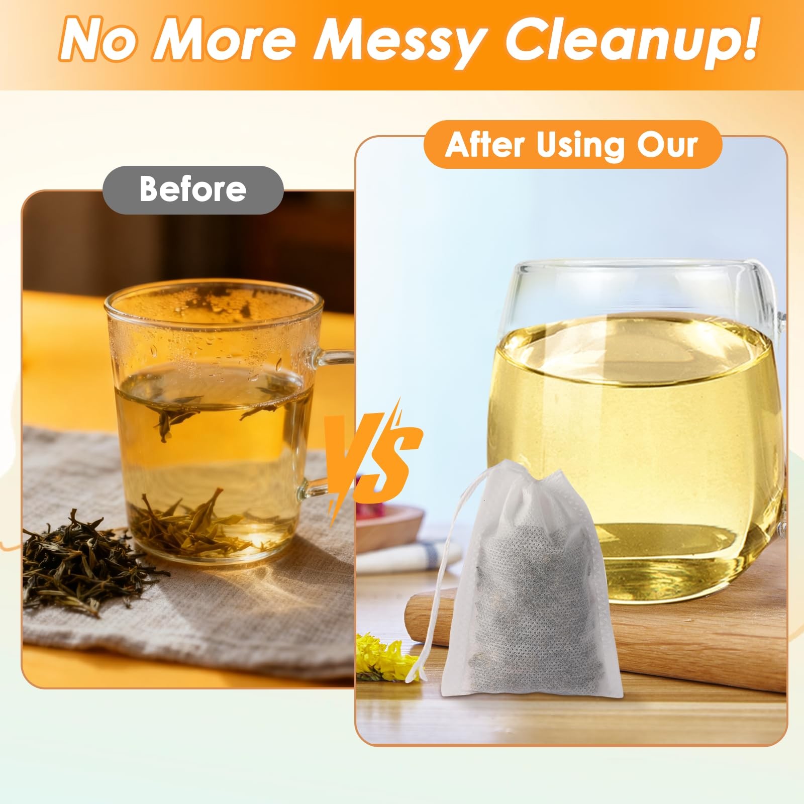 Empty Tea Bags for Loose Leaf Tea, 300pcs Disposable 3.54″ x 2.75″, White