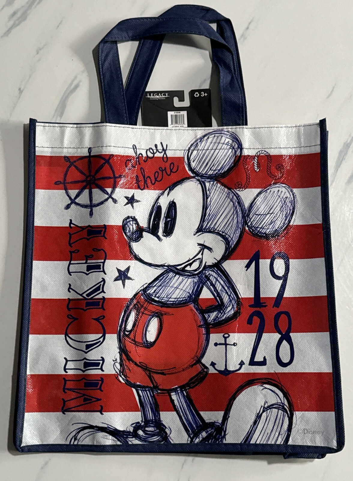 Walt Disney’s Mickey Mouse “Ahoy There 1928” Reusable Tote Bag 12×13-in. NWT