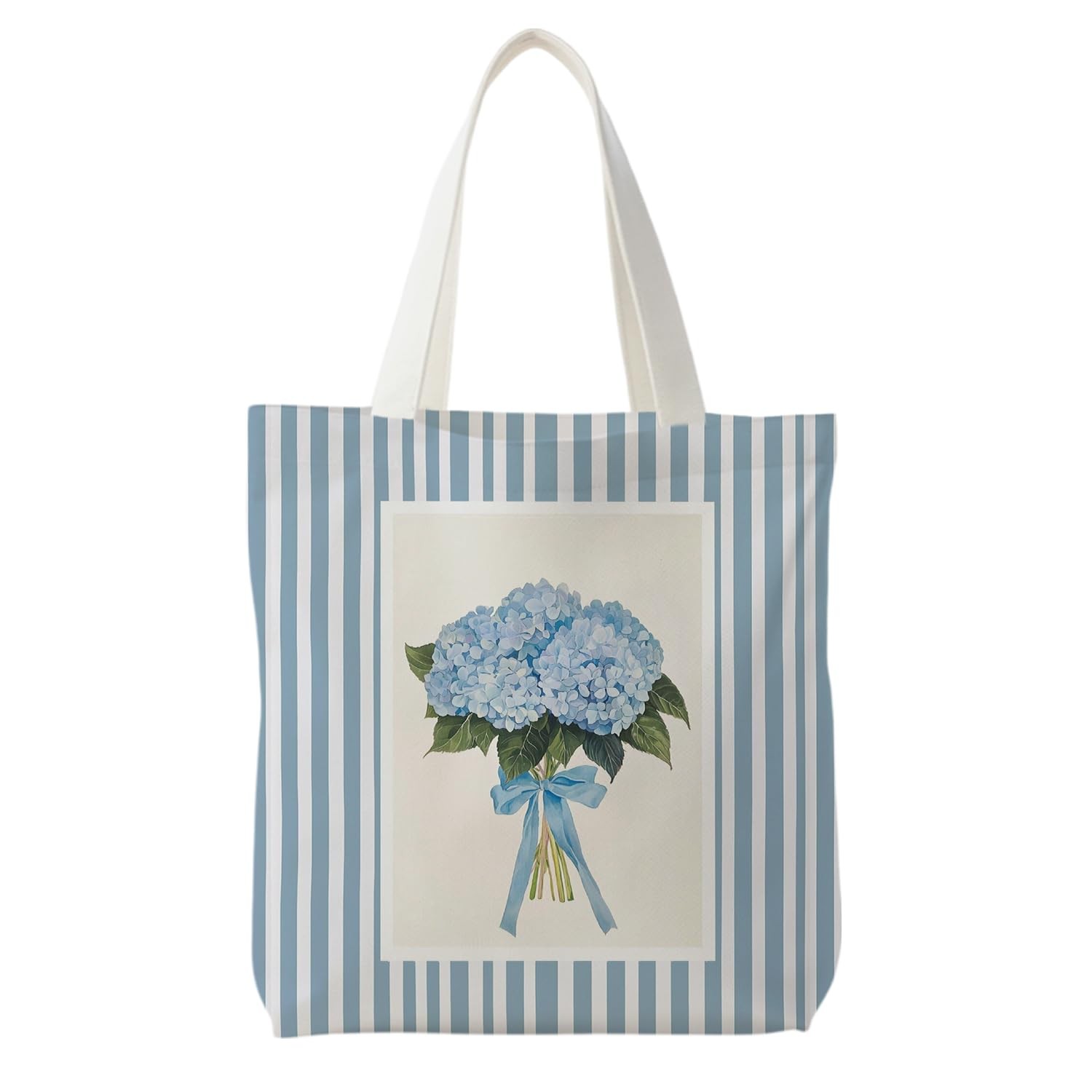 Blue Hydrangea Floral Tote Bag, Rustic Hydrangea Flower Canvas Tote Bags for …