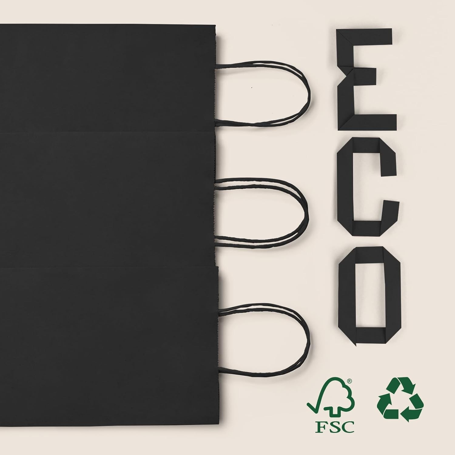 Black Paper Bags 5.25×3.75×8 Inch 20pcs Small Paper Kraft with Handles