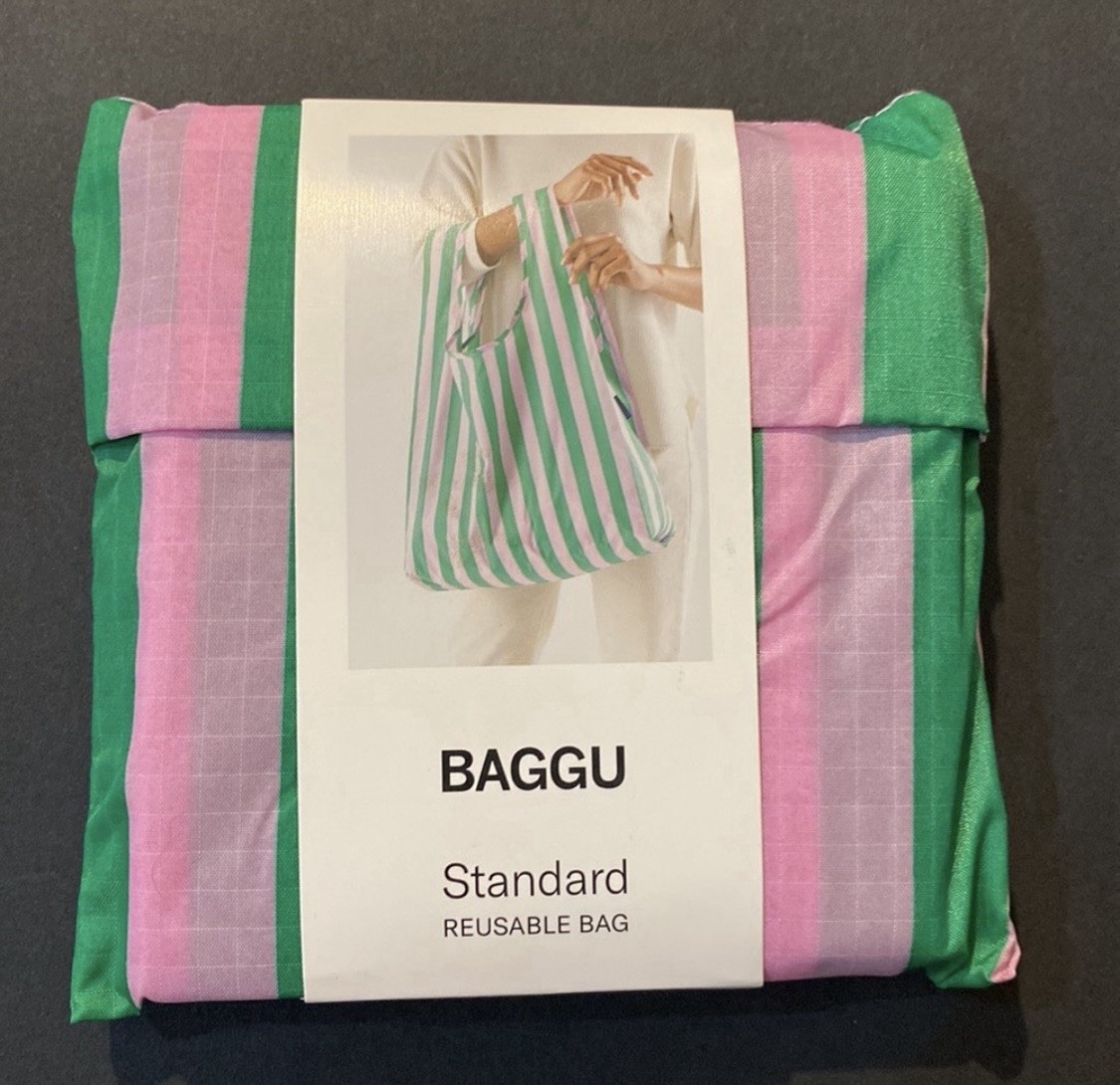 BAGGU PINK GREEN AWNING STRIPE Standard Size Reusable Bag – NWT