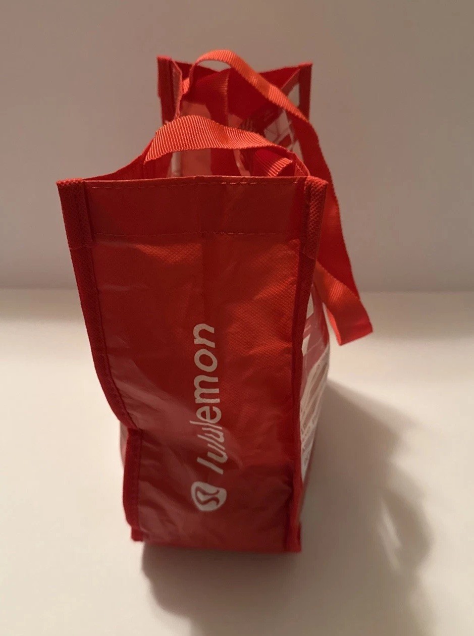 Lululemon Reusable Shopping Small Tote Bag w/ Nylon Handle -Red Black & White