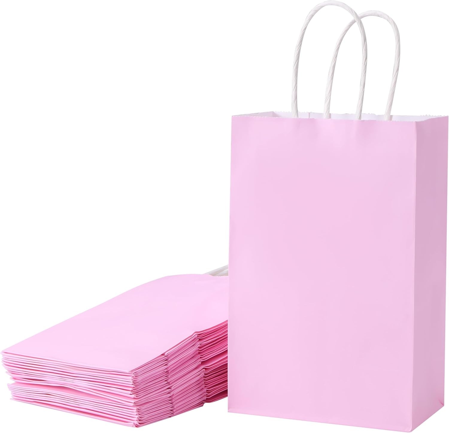 12-Pack Pink Bags with Handles, 7.9×5.12×3.15 Inches Kraft Paper Party Favor