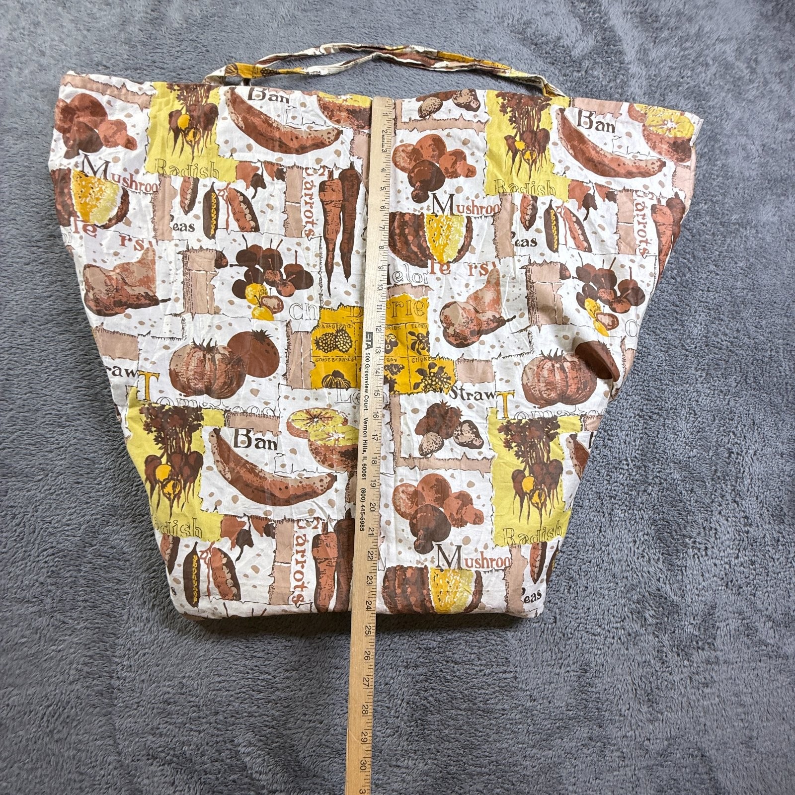 Large Vegetable Print Farmers Market Shopping Tote Bag Handmade 31×24 Grocery