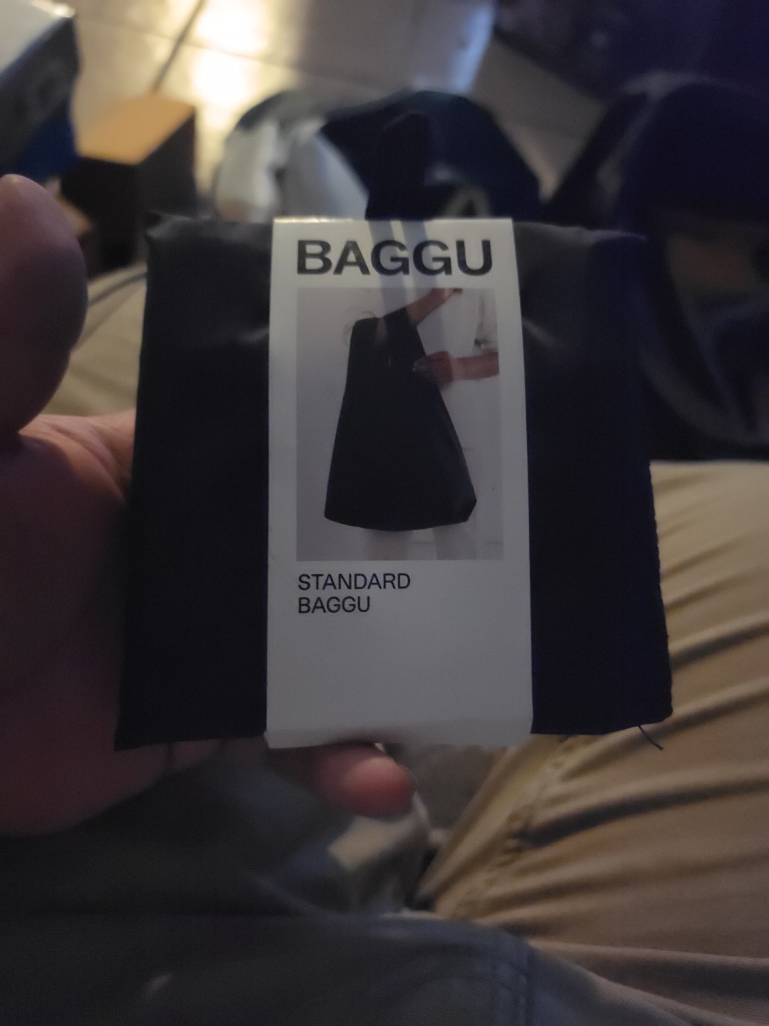 NEW! Baggu STANDARD BAG in Black — Washable Recycled Nylon + Pouch, Holds 50lbs