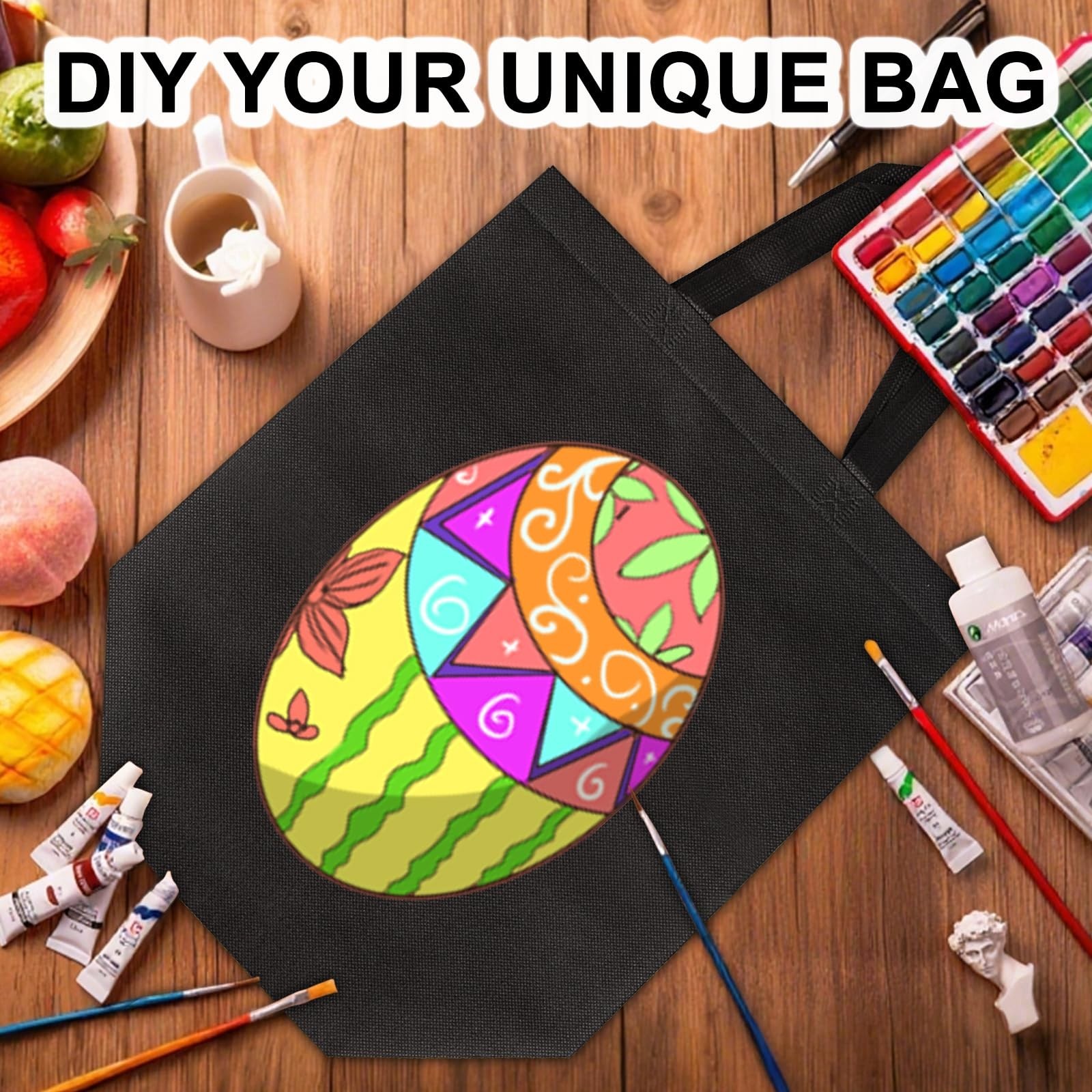Reusable Black Tote Bags – Non-Woven Bulk Shopping Bags with Reinforced Handles