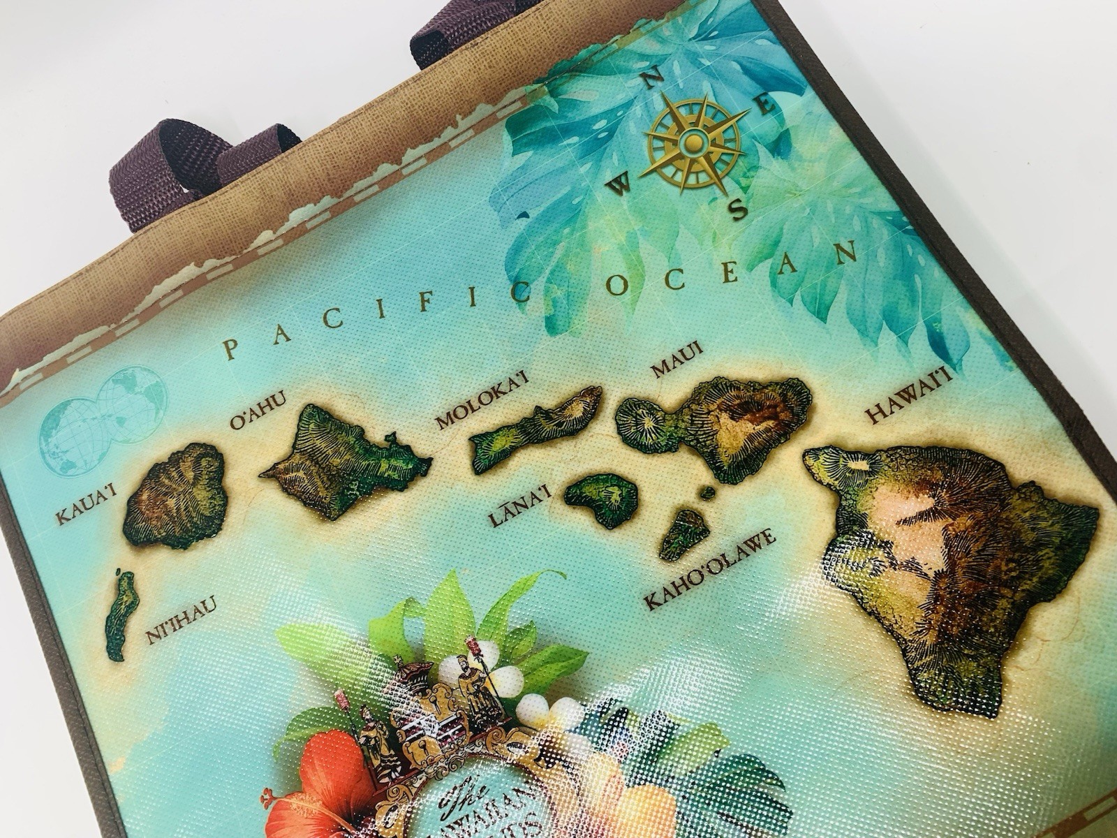 ABC STORES **Hawaiian Islands Vintage Map** Reusable Bag 12.75″ x 13″ x 7.5″