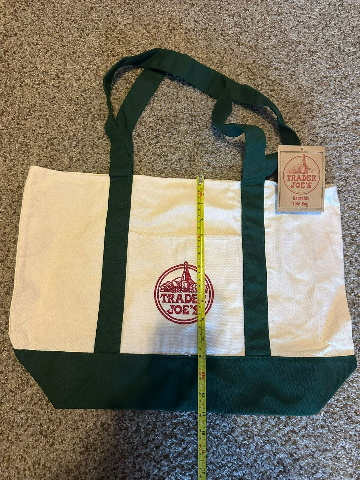 NWT Trader Joe’s Reusable Canvas Tote Bag – Heavy Duty Grocery Shopper Green