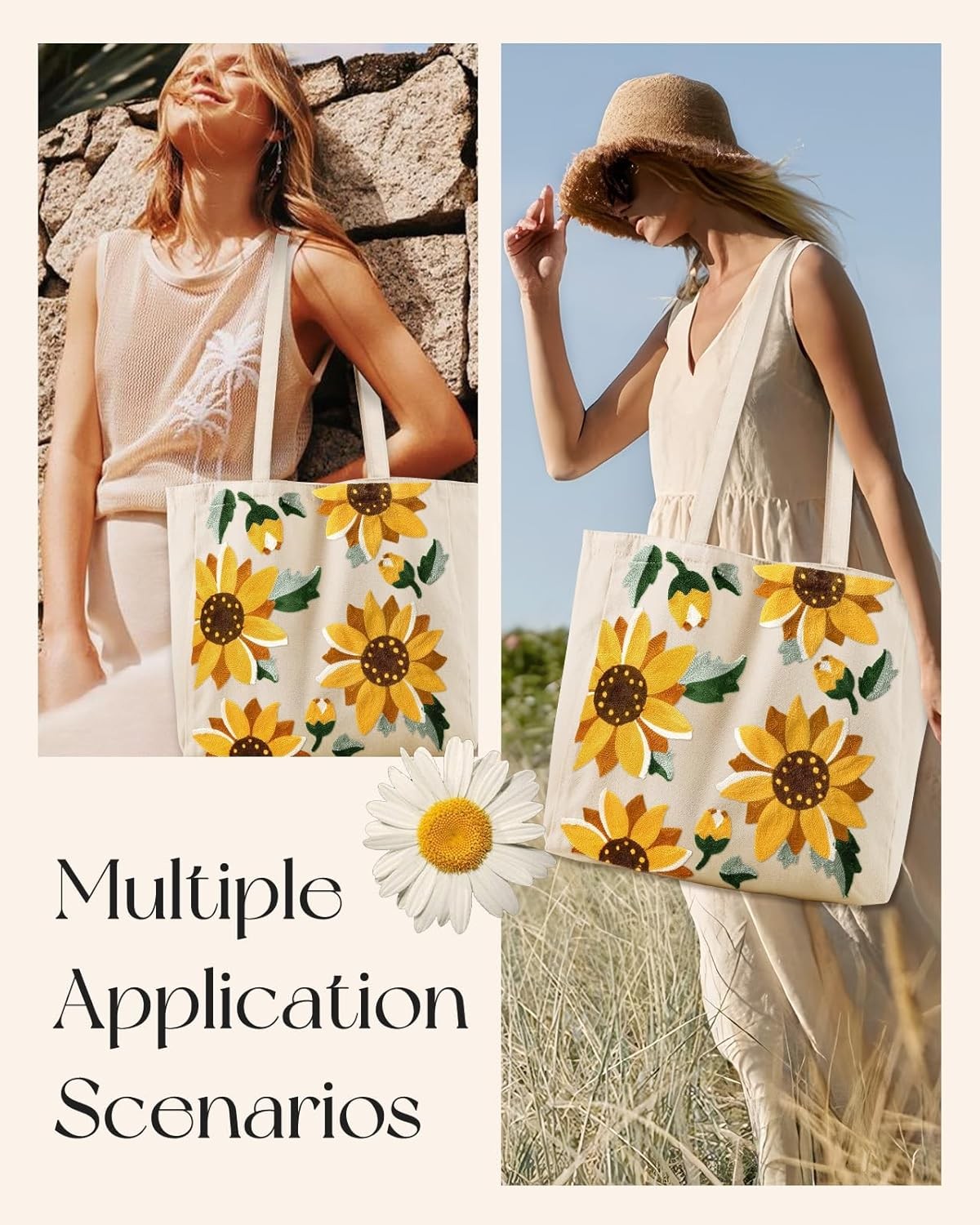 Aesthetic Embroidery Tote Bag for Women – Reble Canvas Cute