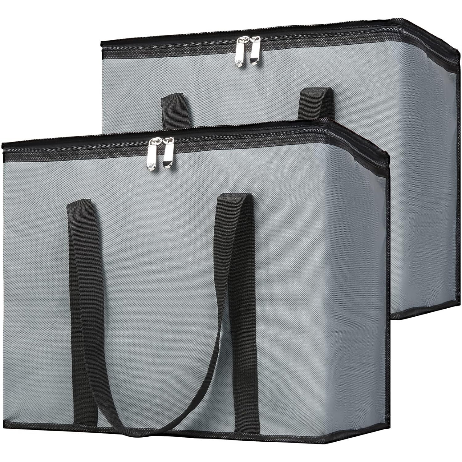 2-Pack Insulated Reusable Grocery Bag w/ Zippered Top, X-Large Frozen Foods Cold