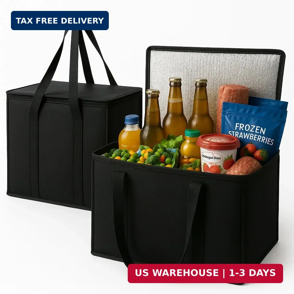 musbus 2-Pack, XL-Large Insulated Grocery Shopping Bags, Black, Reusable Bag,The