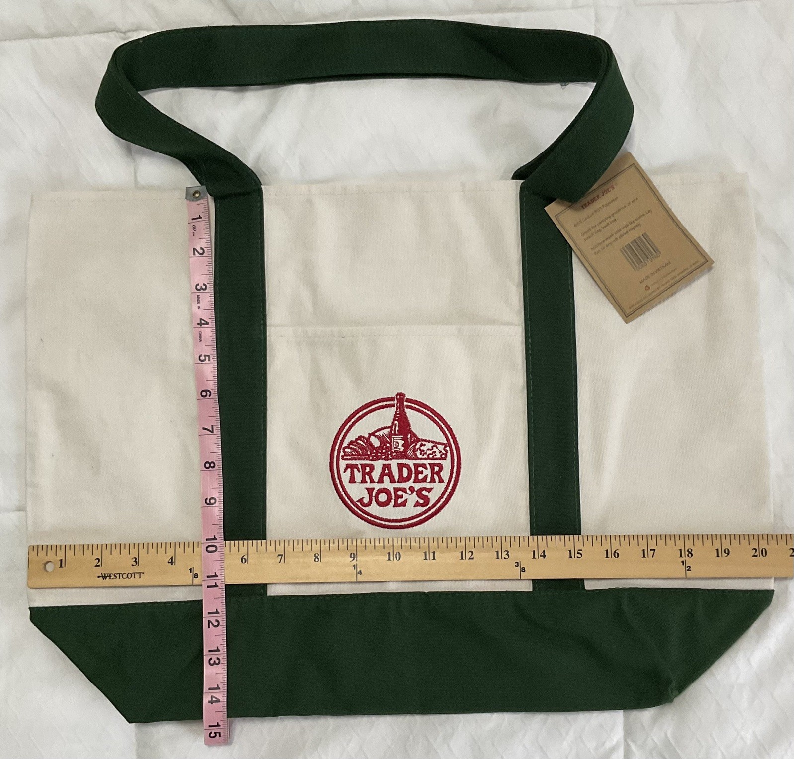 NEW, Trader Joe’s Viral Large Green Canvas Tote Bags-Lot of 4