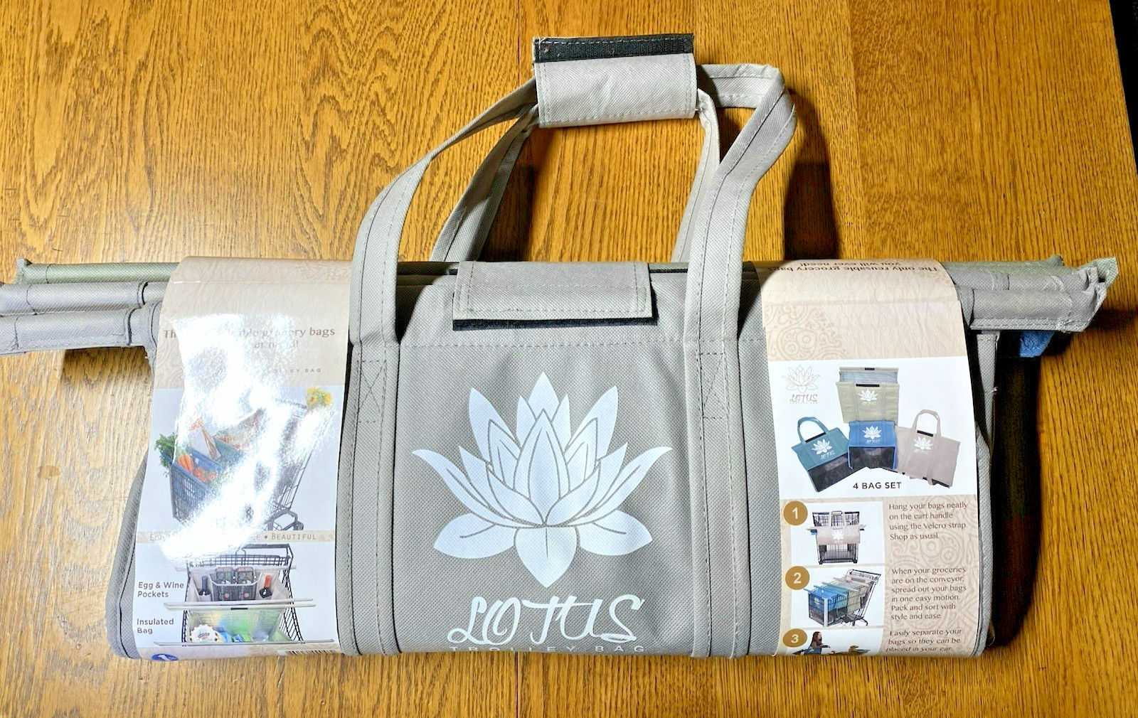 New Trolley 4 Bag Set by Lotus Reusable Eco Friendly Grocery Organizers Washable