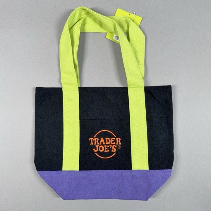 Limited Trader Joe’s Mini Halloween Black Green Purple Canvas Tote Bag