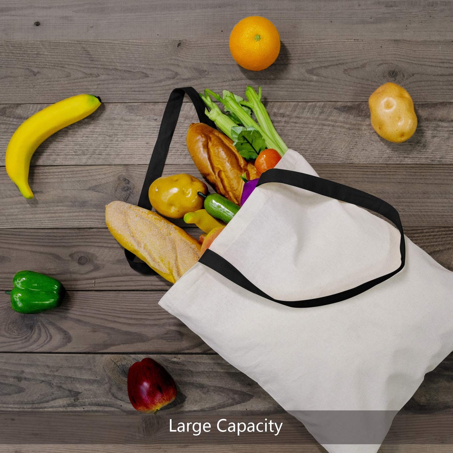 TOPDesign 5-Pack Economical Cotton Tote Bag, Lightweight Medium Reusable Grocery