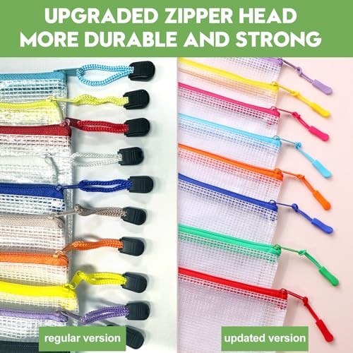 24pcs Mesh Zipper Pouch File Bags Puzzle Storage Bags 17×12 Inches A3 8 Colors