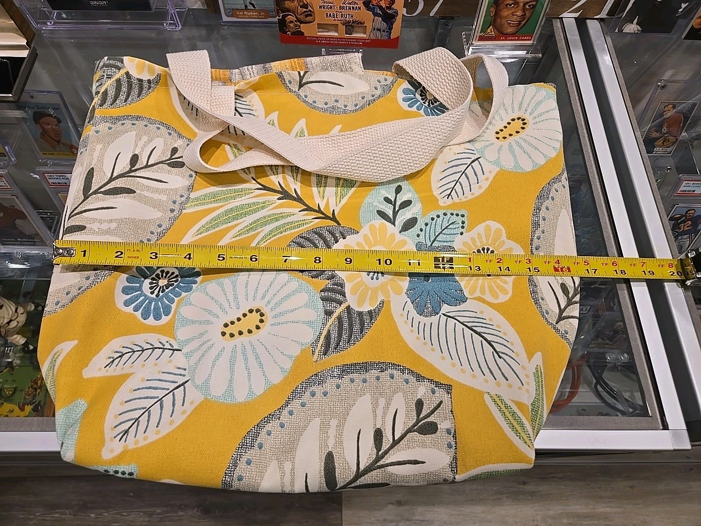 Cotton Canvas Hand Made Floral Tote Bag 16×14 Three Inside Pocket Beautiful
