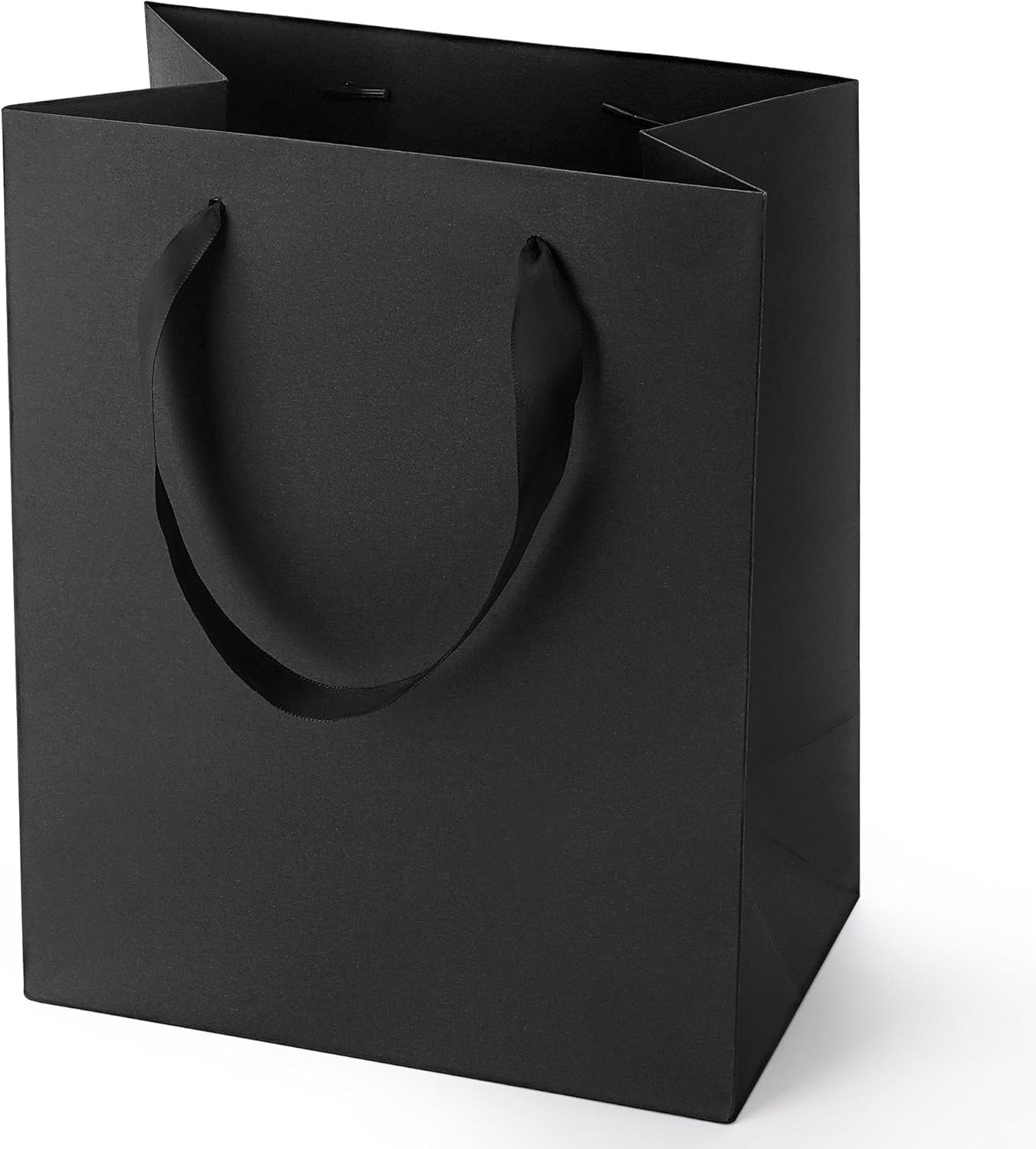Black Bags With Handles: 8x5x10 Inch 6 Pack Medium Paper Bags Bulk For Party