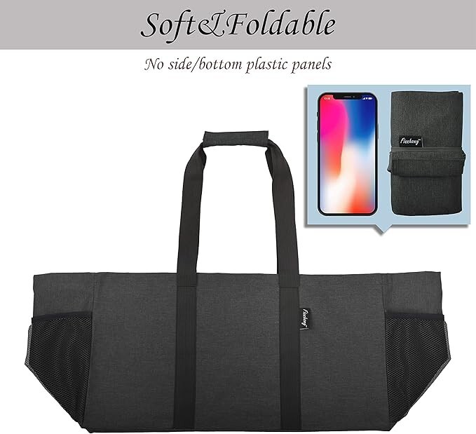 42L Extra Large Utility Tote Bag, Oxford Fabric Reusable Folding Grocery Bags