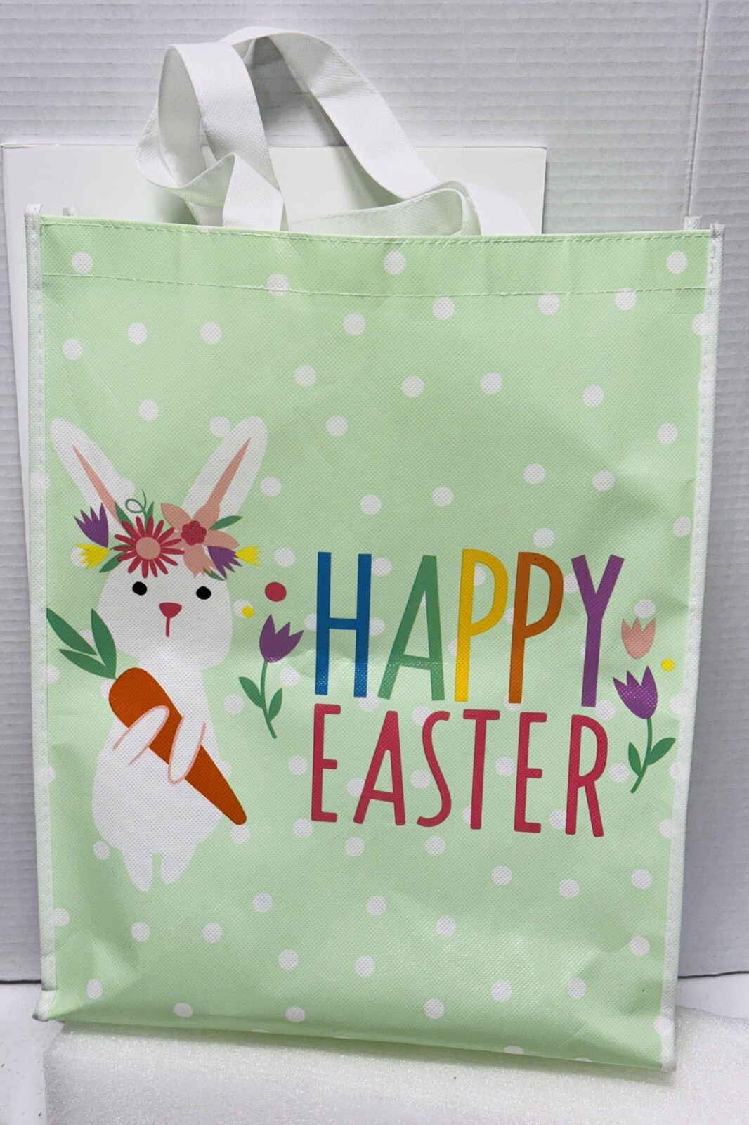 Easter Creatology New 16x13x2 Bunny Rabbit Polka Dots Shopping Bag