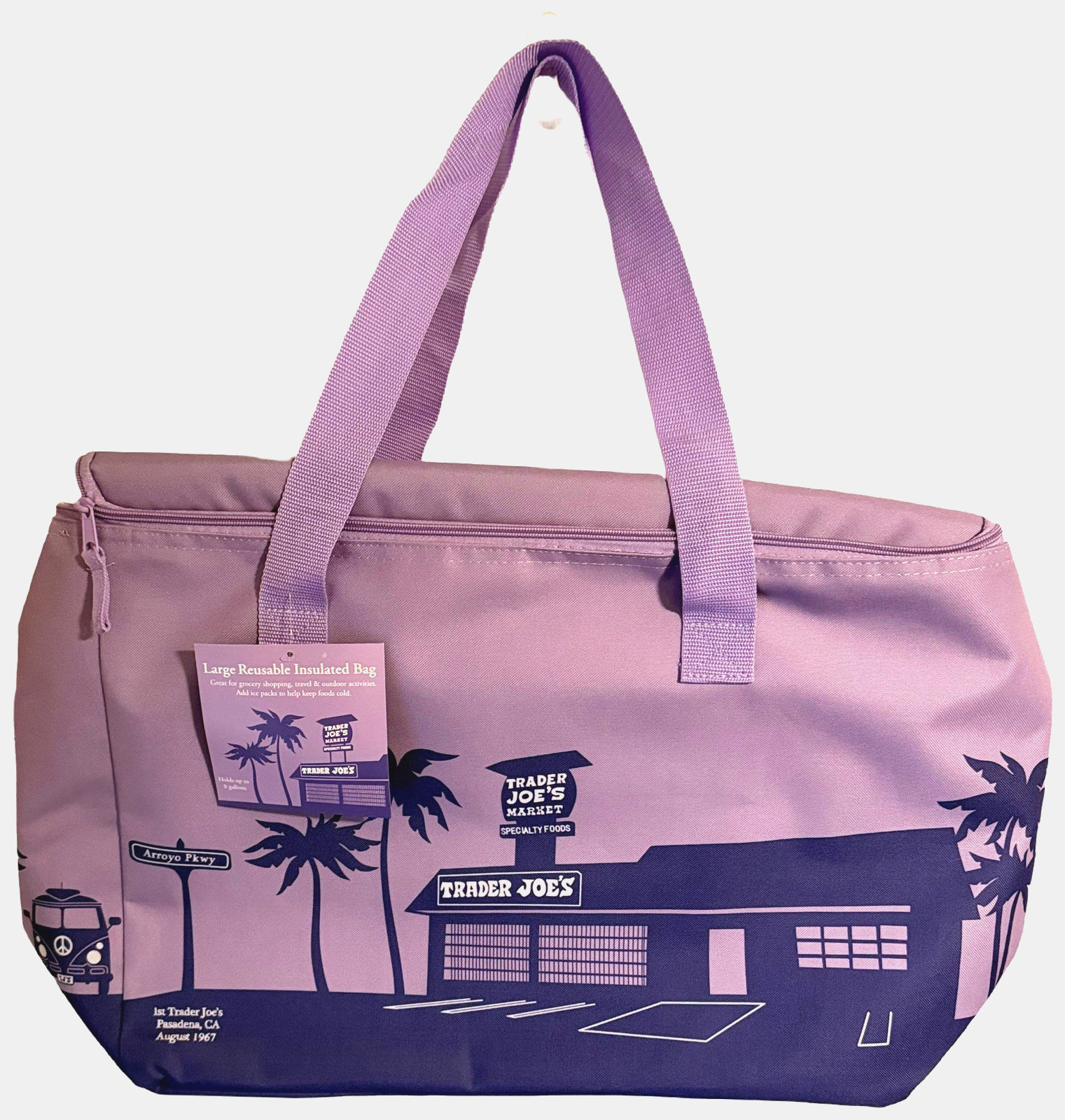 Trader Joe’s Lavender Large Reusable Insulated Shopping Eco Bag 8 Gallon Size