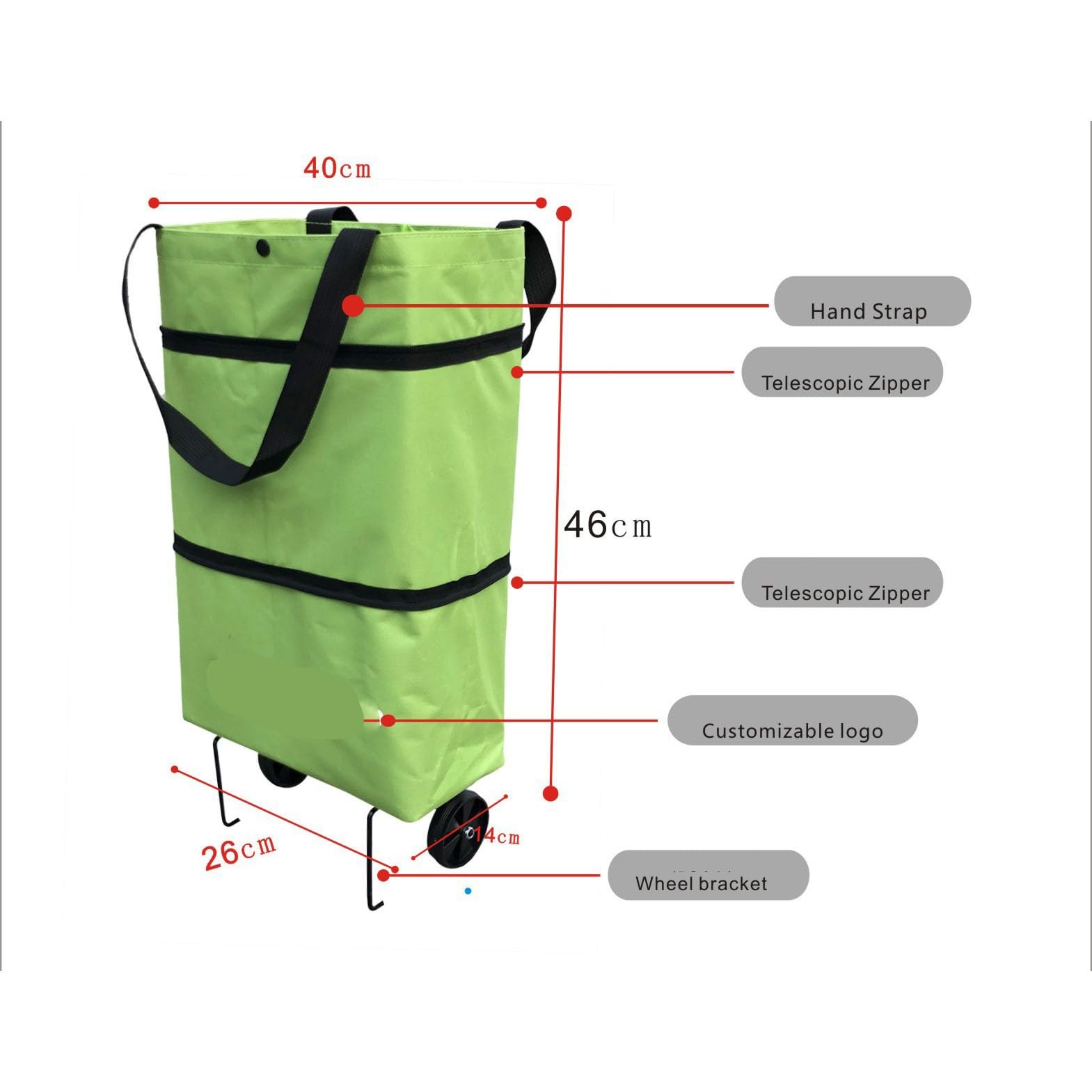 Reusable Grocery Bags with Waterproof Coating and Folding Wheels – Foldable T…