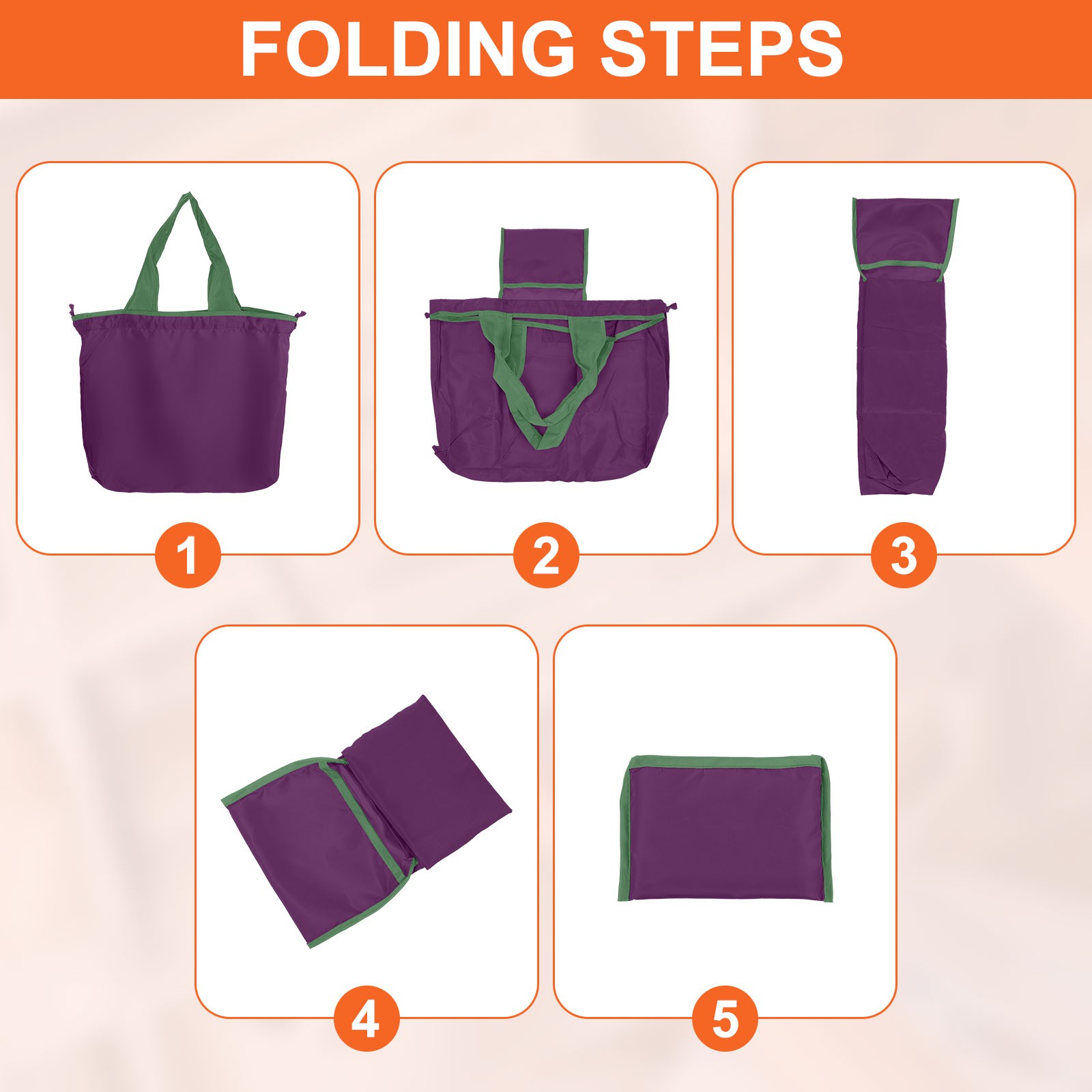 Reusable Grocery Bags 20″ x 16″ Washable Shopping Totes Fit in Pocket